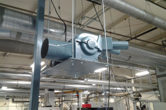 Installation of customers existing inline cutter/chopper suspended from the ceiling.